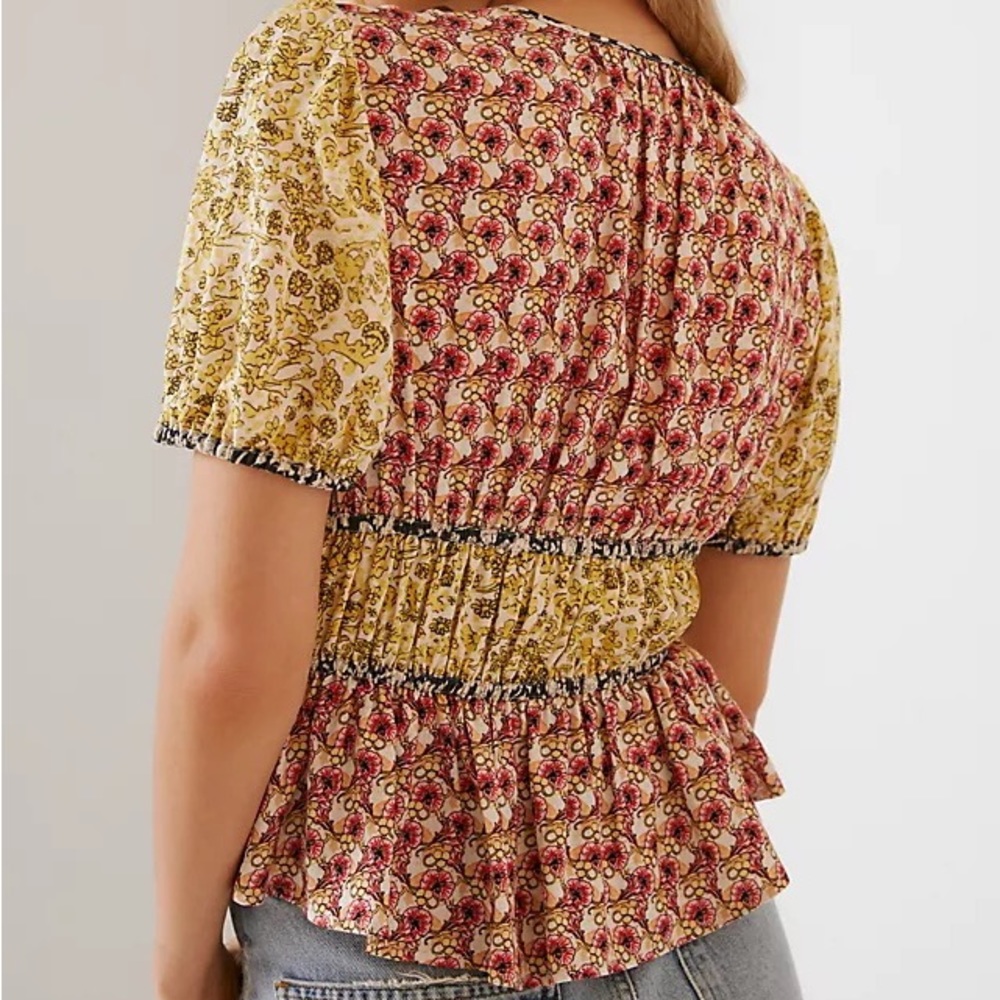 ✨ Anthropologie Tie Collar Blouse Sz M/L - Picture 4 of 6